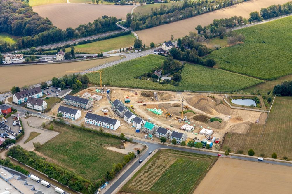 Velbert from above - Construction site to build a new multi-family residential complex Wimmersberger Suedblick in the district Neviges in Velbert in the state North Rhine-Westphalia, Germany