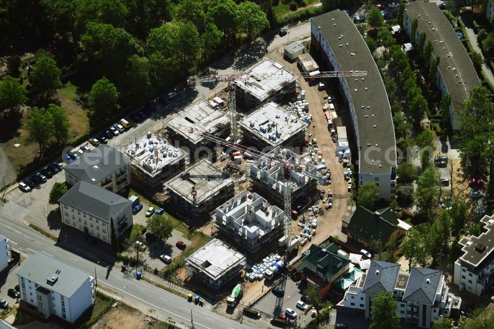 Teltow from above - Construction site to build a new multi-family residential complex Wohnanlage Striewitzweg in Teltow in the state Brandenburg, Germany