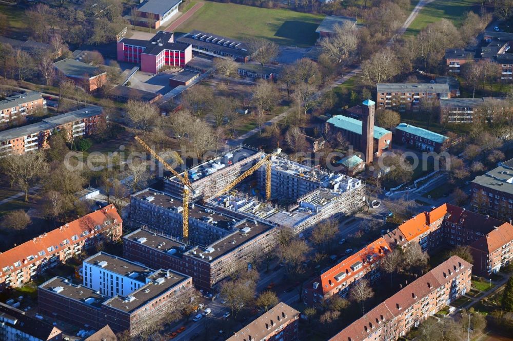 Aerial image Hamburg - Construction site to build a new multi-family residential complex Wohnhoefe Washingtonallee in Hamburg, Germany