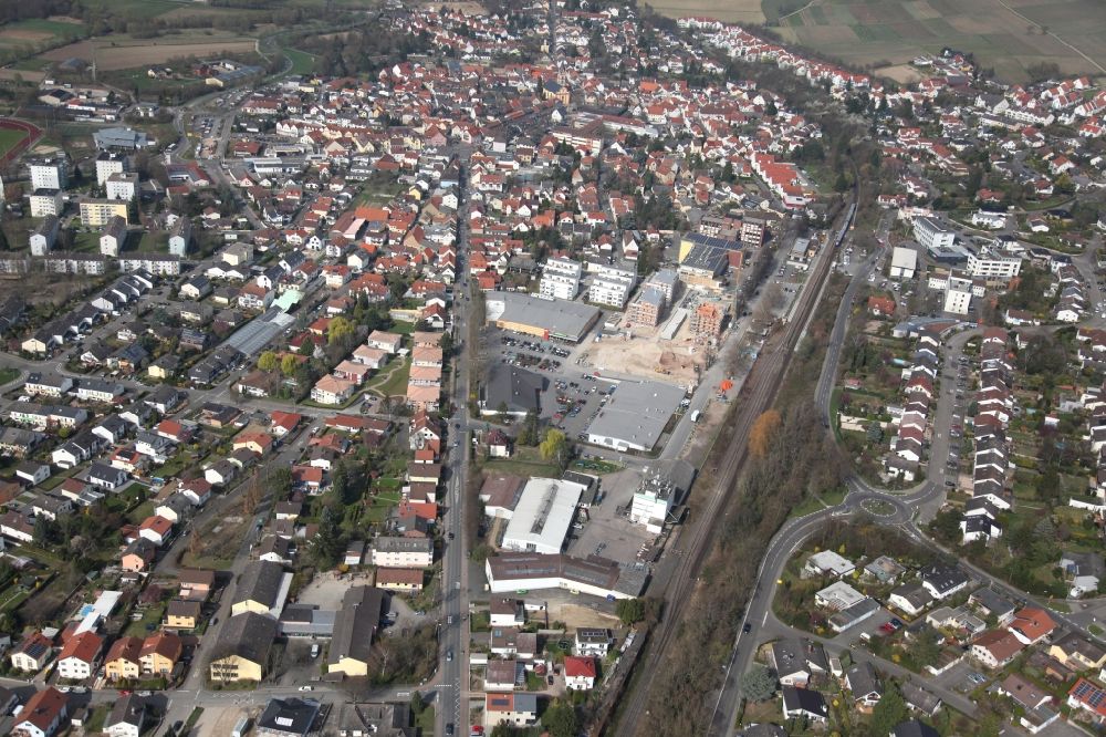 Nieder-Olm from above - Construction site to build a new multi-family residential complex at the Ludwig-Eckes-Allee in Nieder-Olm in the state Rhineland-Palatinate