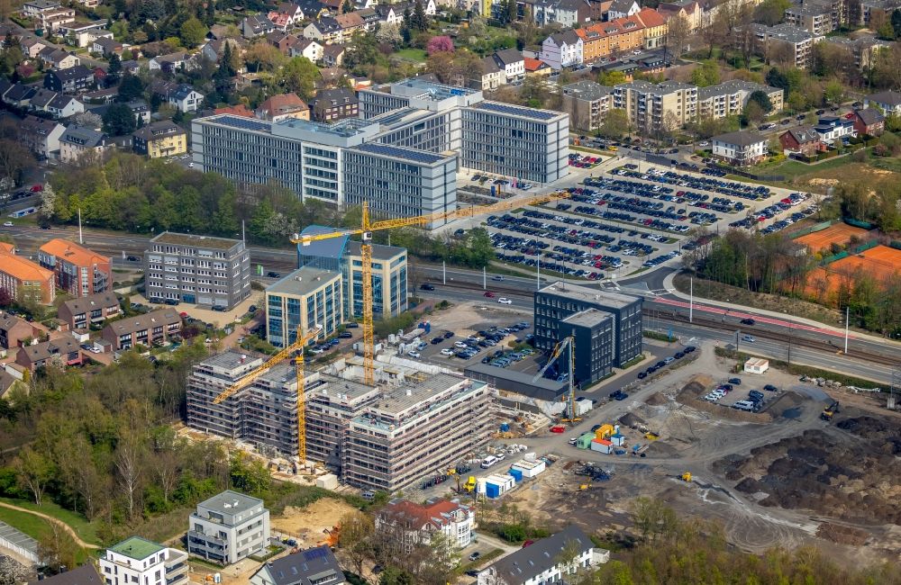 Aerial photograph Bochum - Construction site to build a new multi-family residential complex Wohnquartier Seven Stones in Bochum at Ruhrgebiet in the state North Rhine-Westphalia, Germany