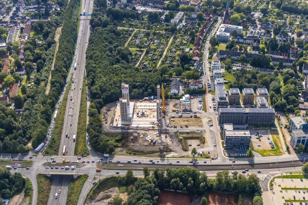 Bochum from above - Construction site to build a new multi-family residential complex Wohnquartier Seven Stones in Bochum at Ruhrgebiet in the state North Rhine-Westphalia, Germany