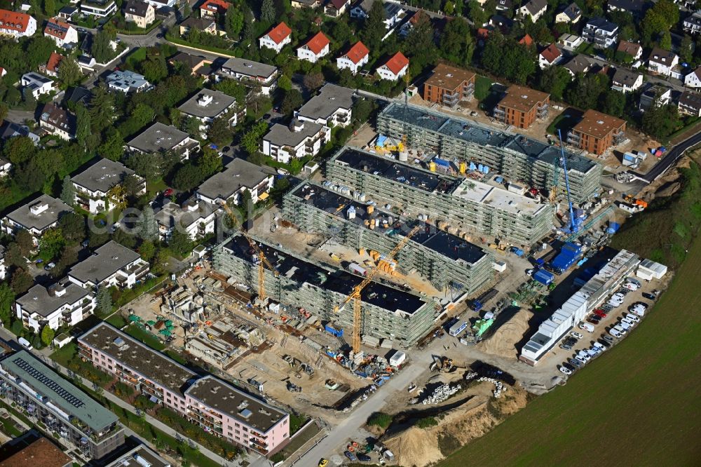Aerial image München - Construction site to build a new multi-family residential complex between Lipperheide Strasse and Nanette-Bald-Strasse in the district Pasing-Obermenzing in Munich in the state Bavaria, Germany
