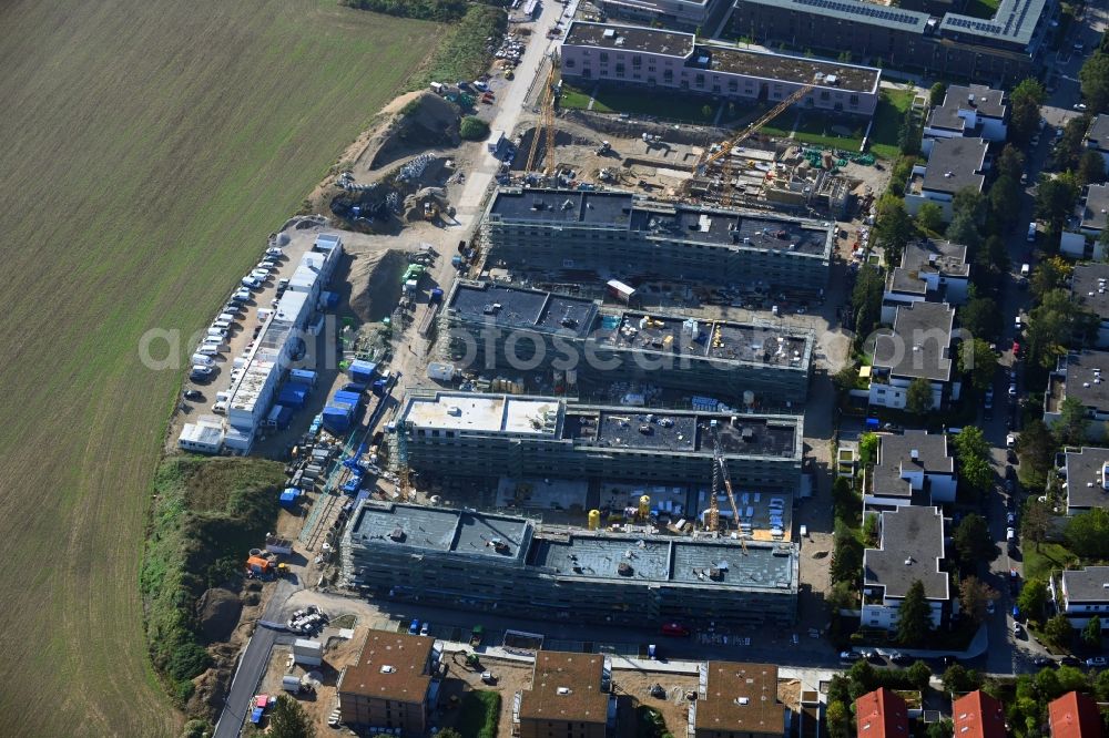 Aerial photograph München - Construction site to build a new multi-family residential complex between Lipperheide Strasse and Nanette-Bald-Strasse in the district Pasing-Obermenzing in Munich in the state Bavaria, Germany