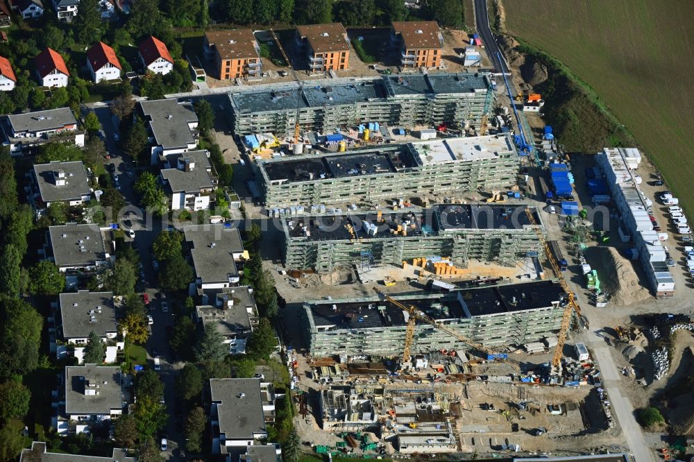 Aerial image München - Construction site to build a new multi-family residential complex between Lipperheide Strasse and Nanette-Bald-Strasse in the district Pasing-Obermenzing in Munich in the state Bavaria, Germany