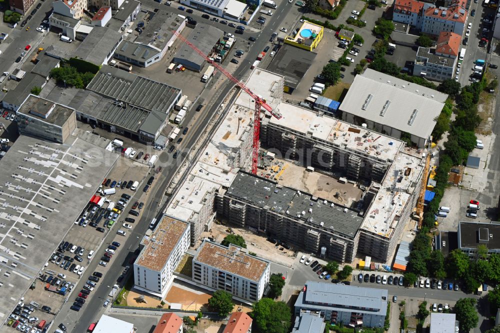 Aerial image Nürnberg - Construction site to build a new multi-family residential complex between Zweigstrasse and Fuggerstrasse in Nuremberg in the state Bavaria, Germany