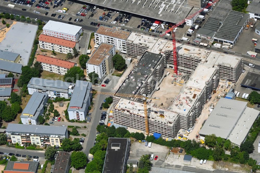 Aerial photograph Nürnberg - Construction site to build a new multi-family residential complex between Zweigstrasse and Fuggerstrasse in Nuremberg in the state Bavaria, Germany