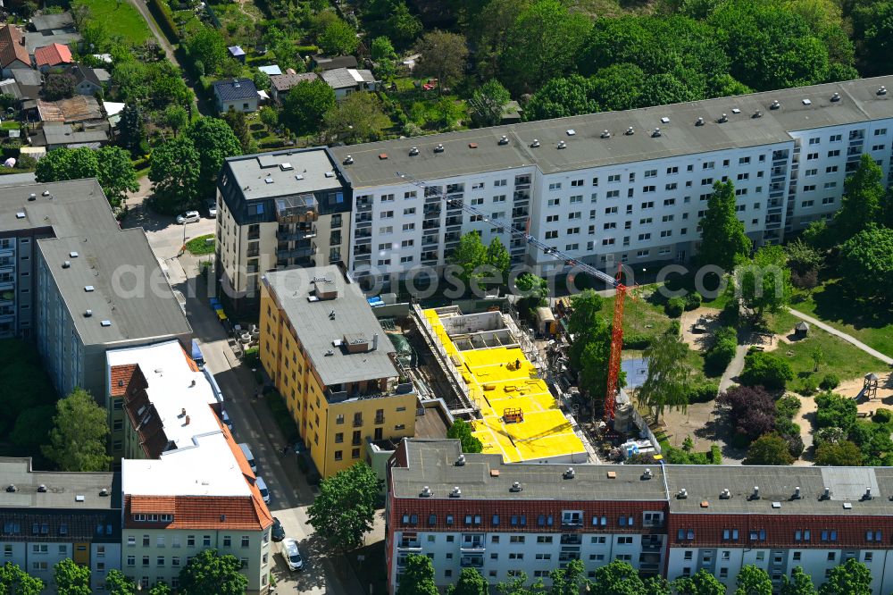 Aerial image Berlin - Construction site to build a new multi-family residential complex on street Mahlower Strasse in the district Koepenick in Berlin, Germany