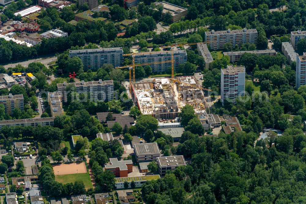 Freiburg im Breisgau from above - Construction site to build a new multi-family residential complex in Freiburg im Breisgau in the state Baden-Wuerttemberg, Germany