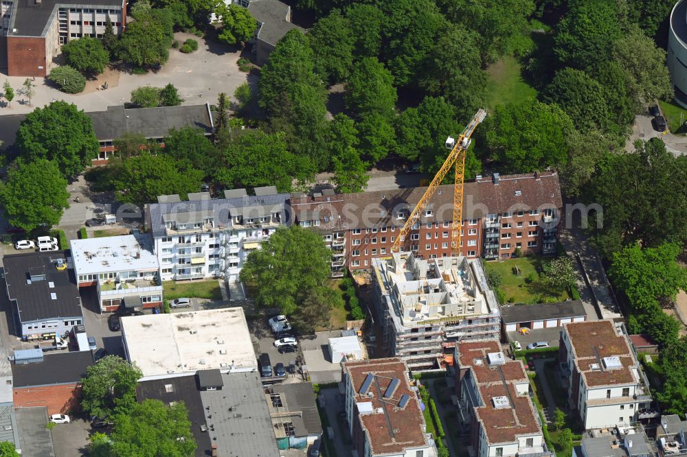Hamburg from above - Construction site to build a new multi-family residential complex on Humboldtstrasse in the district Barmbek-Sued in Hamburg, Germany
