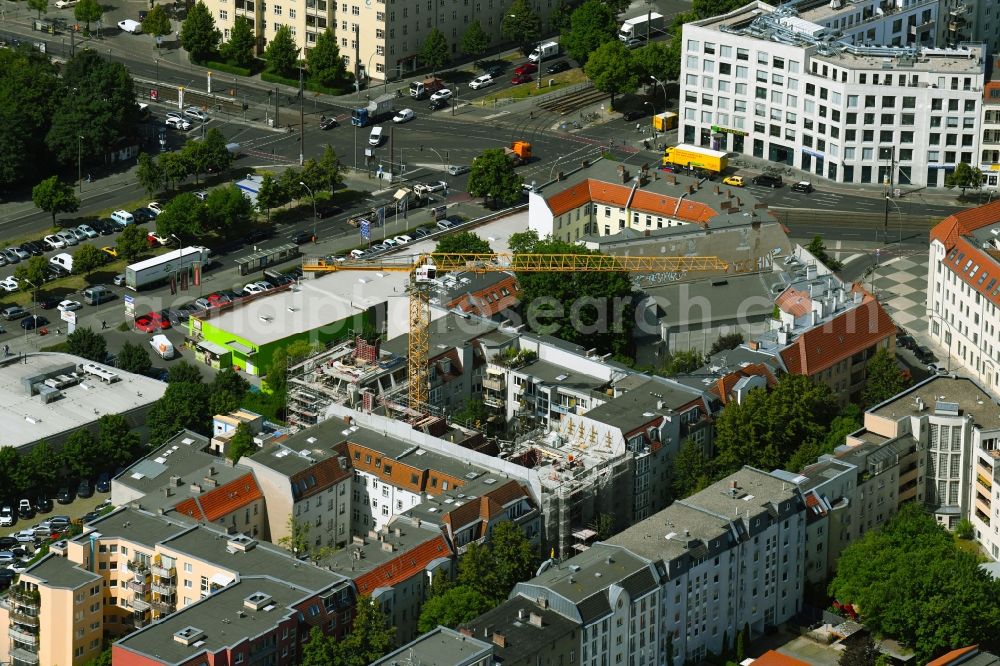 Aerial photograph Berlin - Construction site to build a new multi-family residential complex on Lehderstrasse in the district Prenzlauer Berg in Berlin, Germany