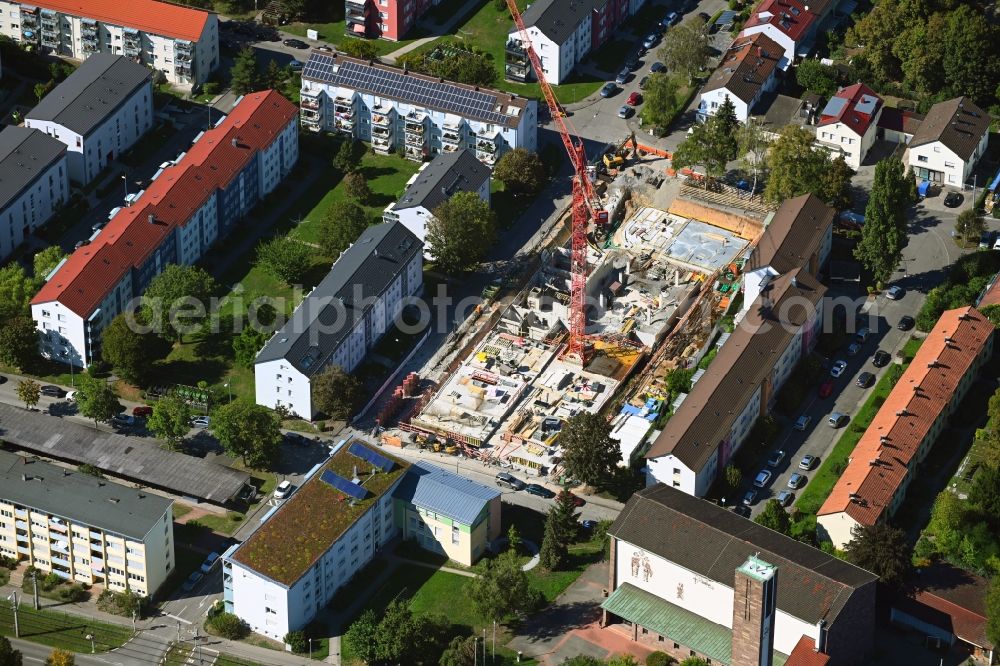 Aerial image Stuttgart - Construction site to build a new multi-family residential complex on Murrhardter Strasse in the district Rot in Stuttgart in the state Baden-Wuerttemberg, Germany