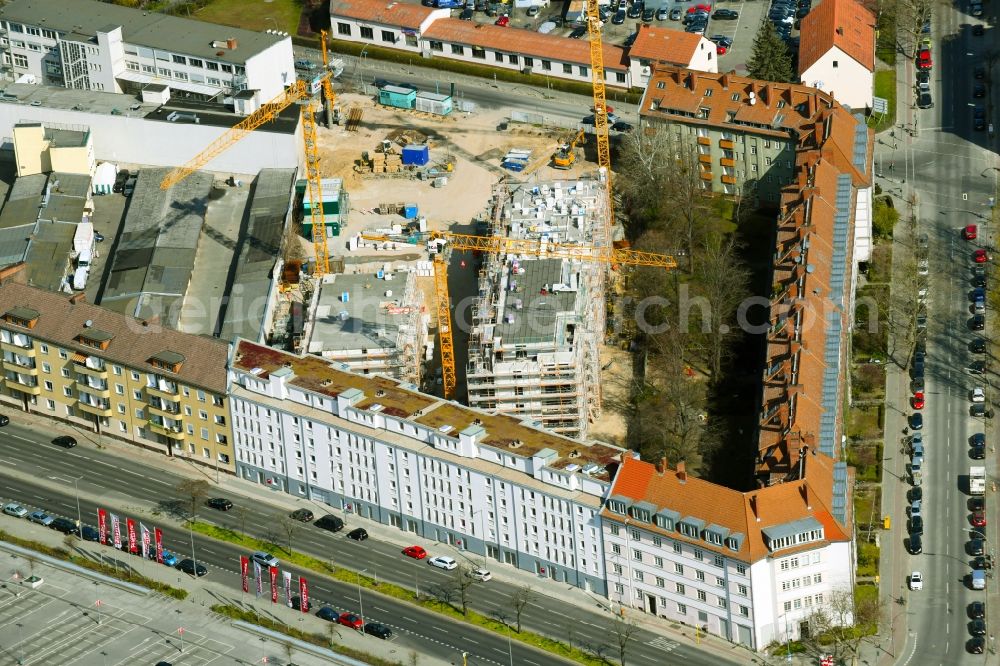 Berlin from above - Construction site to build a new multi-family residential complex Sachsendamm - Gotenstrasse - Tempelhofer Weg in the district Schoeneberg in Berlin, Germany