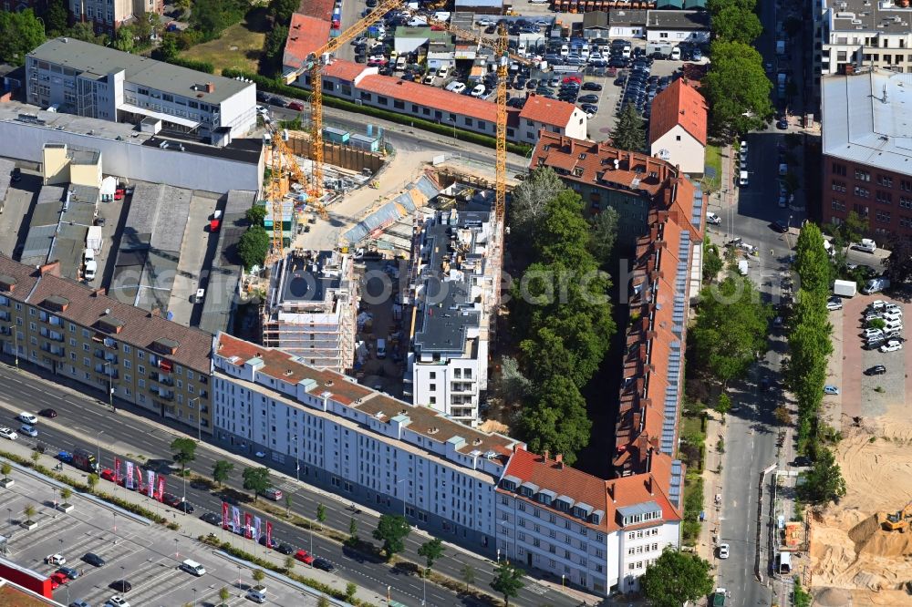 Aerial image Berlin - Construction site to build a new multi-family residential complex Sachsendamm - Gotenstrasse - Tempelhofer Weg in the district Schoeneberg in Berlin, Germany