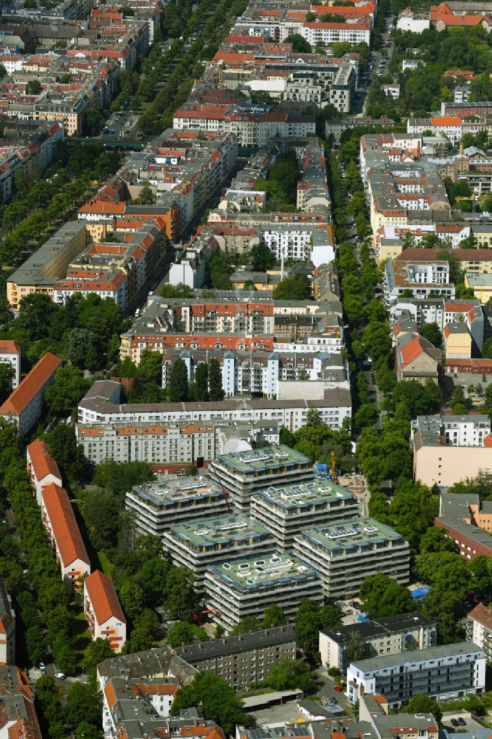 Aerial photograph Berlin - Construction site to build a new multi-family residential complex Thulestrasse - Talstrasse in the district Pankow in Berlin, Germany