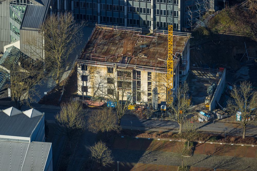 Aerial photograph Bochum - Construction site for the new construction of apartment buildings on Paulstrasse in the district of Altenbochum in Bochum in the Ruhr area in the state of North Rhine-Westphalia, Germany