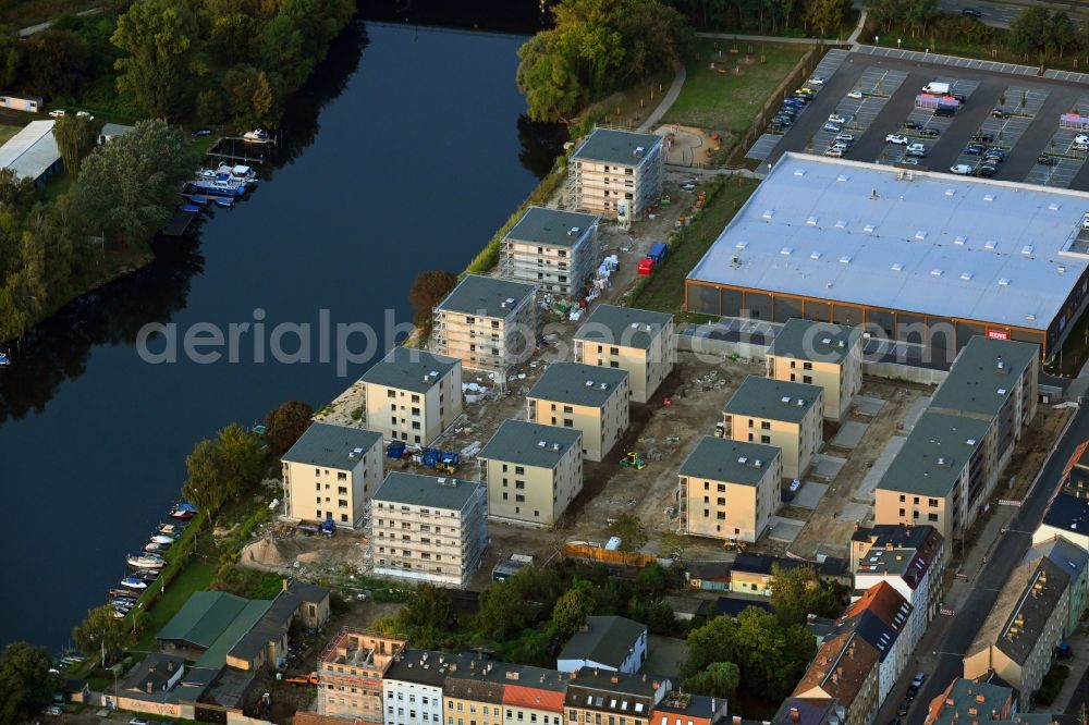 Aerial photograph Brandenburg an der Havel - Construction site for the new building of apartment houses on Neuendorfer Strasse in Brandenburg an der Havel in the state Brandenburg, Germany