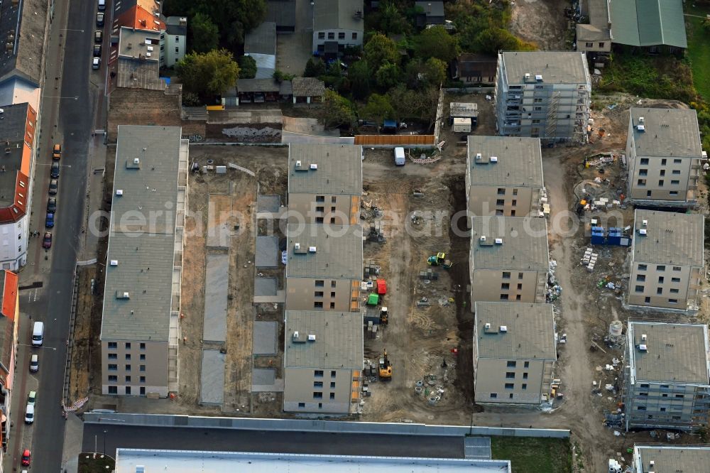 Aerial photograph Brandenburg an der Havel - Construction site for the new building of apartment houses on Neuendorfer Strasse in Brandenburg an der Havel in the state Brandenburg, Germany