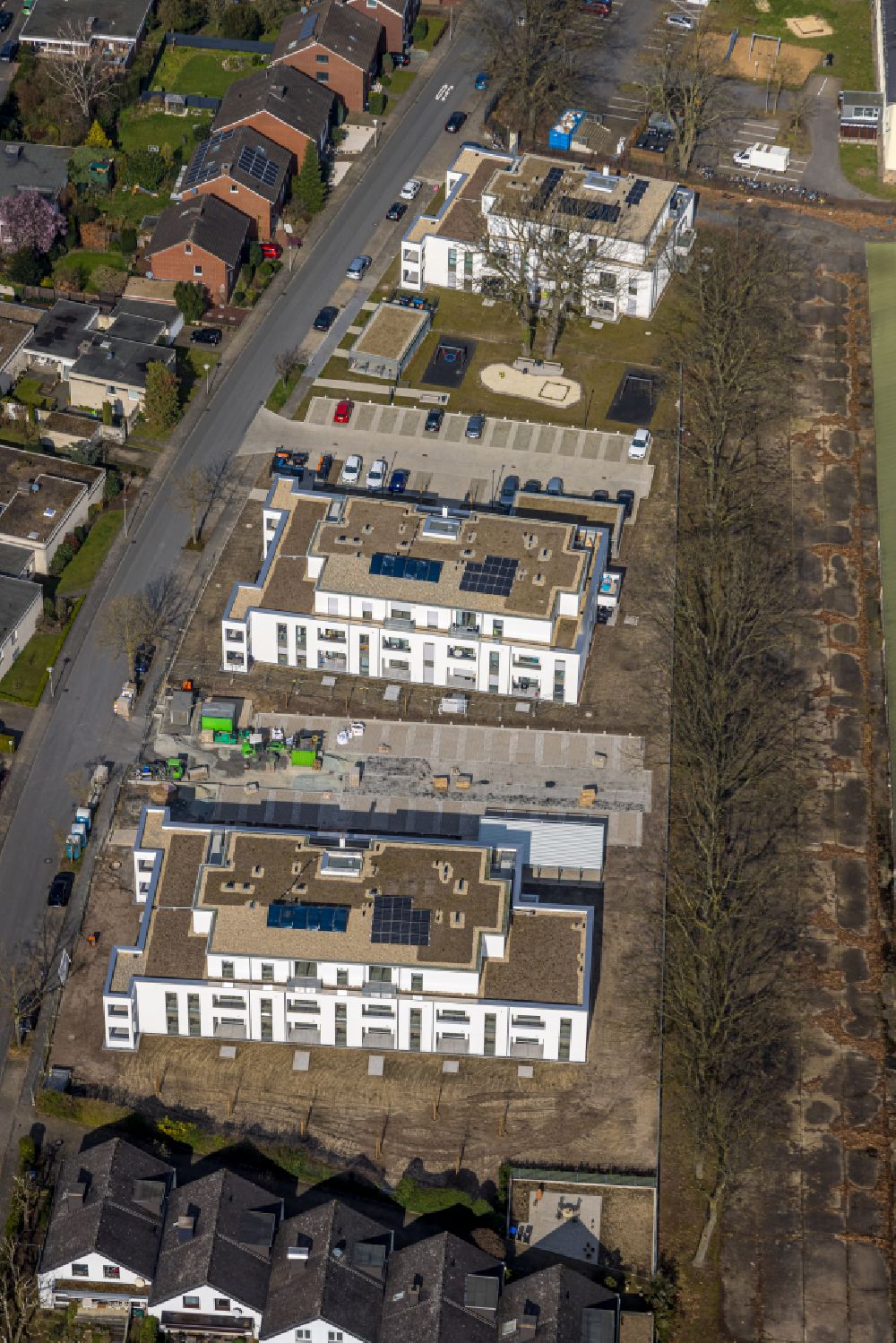 Hamm from the bird's eye view: Construction site for the multi-family residential building on street Schuetzenstrasse in the district Norddinker in Hamm at Ruhrgebiet in the state North Rhine-Westphalia, Germany