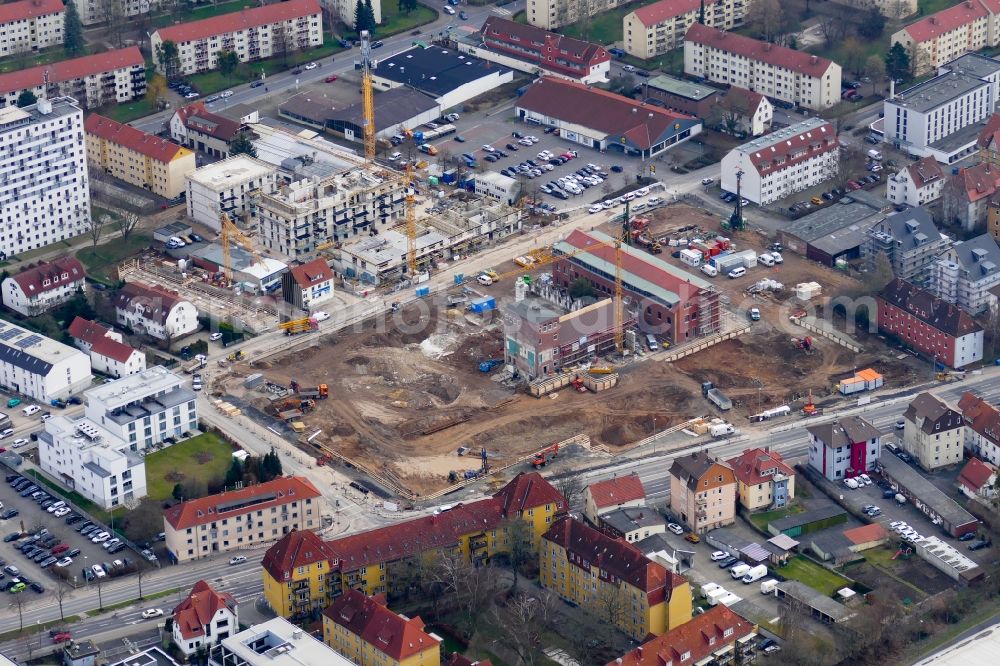 Aerial photograph Göttingen - Construction site to build a new multi-family residential complex in Goettingen in the state Lower Saxony, Germany