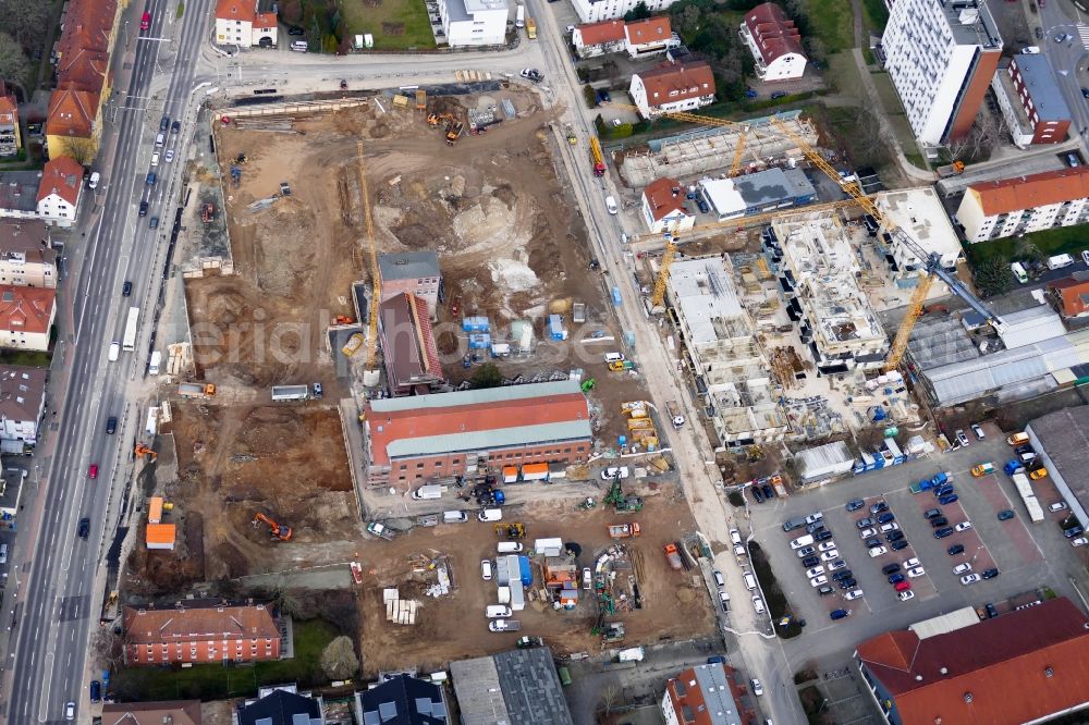 Aerial image Göttingen - Construction site to build a new multi-family residential complex in Goettingen in the state Lower Saxony, Germany