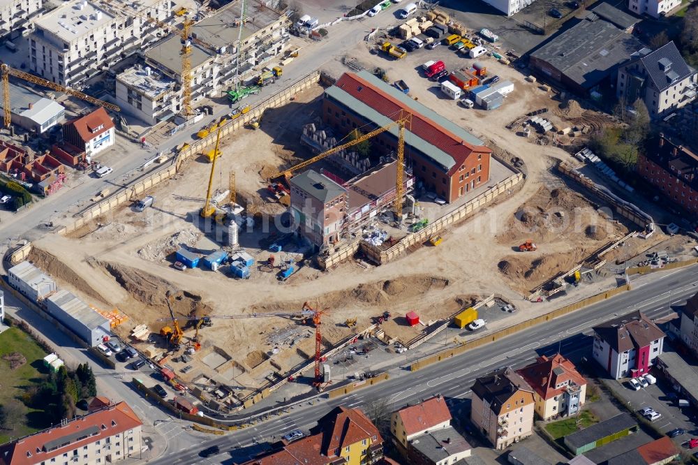 Göttingen from above - Construction site to build a new multi-family residential complex in Goettingen in the state Lower Saxony, Germany