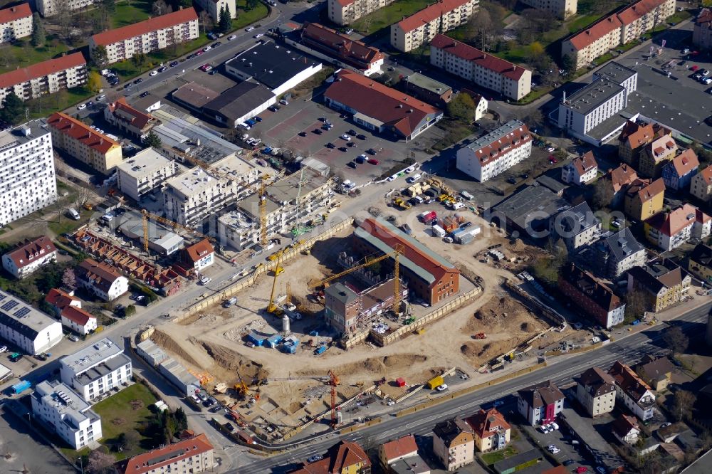 Göttingen from the bird's eye view: Construction site to build a new multi-family residential complex in Goettingen in the state Lower Saxony, Germany