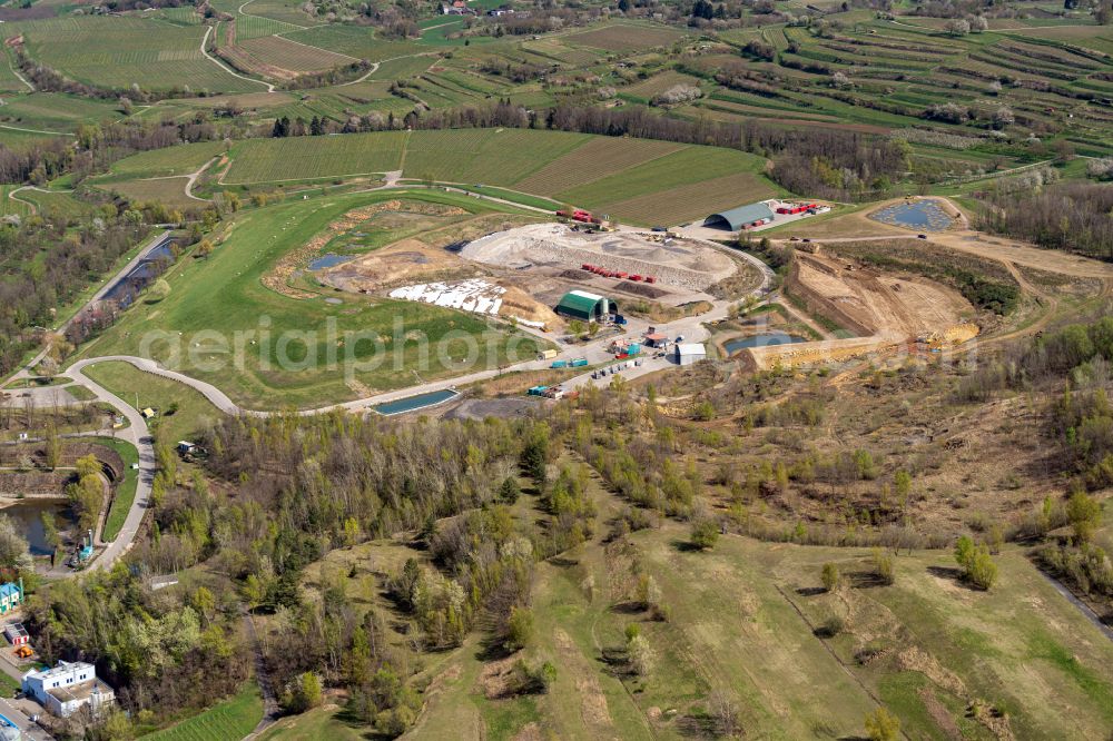 Ringsheim from the bird's eye view: Construction site for the new construction of the waste incineration plant for waste treatment of ZAK in Ringsheim in the state Baden-Wuerttemberg, Germany
