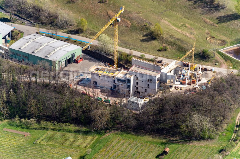 Ringsheim from above - Construction site for the new construction of the waste incineration plant for waste treatment of ZAK in Ringsheim in the state Baden-Wuerttemberg, Germany