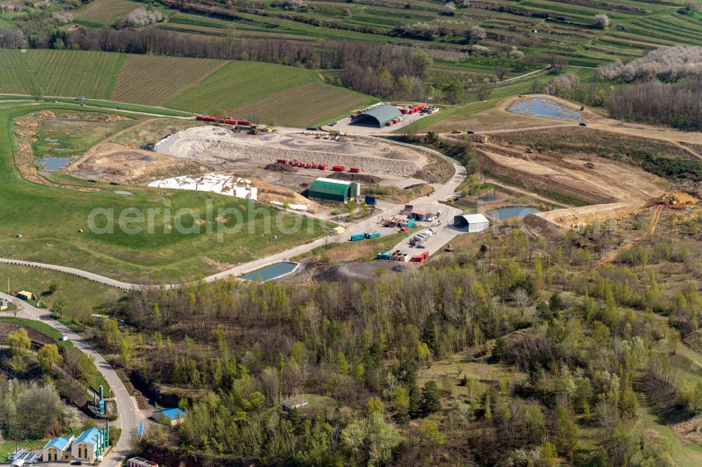 Ringsheim from the bird's eye view: Construction site for the new construction of the waste incineration plant for waste treatment of ZAK in Ringsheim in the state Baden-Wuerttemberg, Germany