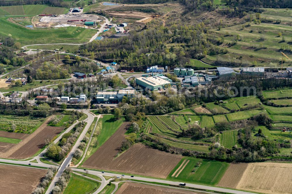 Aerial photograph Ringsheim - Construction site for the new construction of the waste incineration plant for waste treatment of ZAK in Ringsheim in the state Baden-Wuerttemberg, Germany