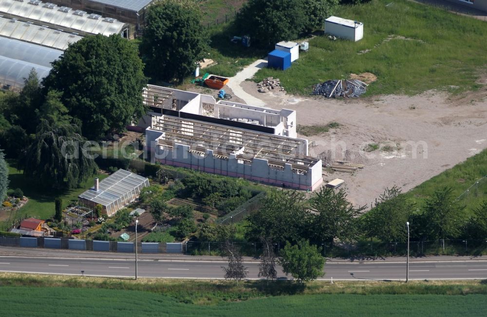 Aerial photograph Erfurt - Mosque construction site of Ahmadyya-Gemeinde on St.-Christophorus-Strasse in the district Marbach in Erfurt in the state Thuringia, Germany