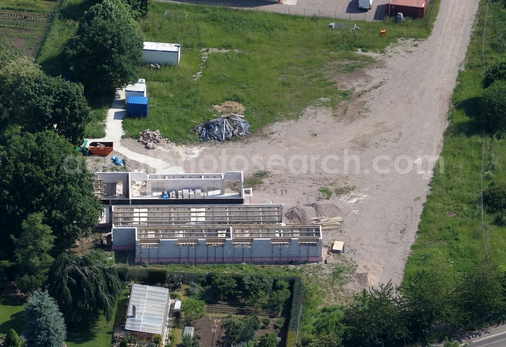 Erfurt from above - Mosque construction site of Ahmadyya-Gemeinde on St.-Christophorus-Strasse in the district Marbach in Erfurt in the state Thuringia, Germany