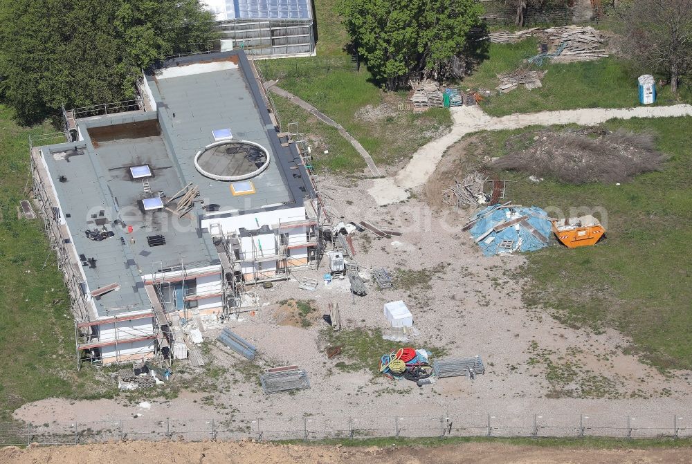Aerial image Erfurt - Mosque construction site of Ahmadyya-Gemeinde on St.-Christophorus-Strasse in the district Marbach in Erfurt in the state Thuringia, Germany