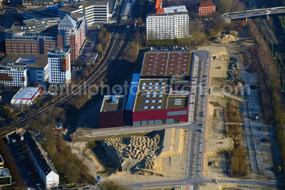 Aerial photograph Hamburg - Construction site for the new building of Opernwerkstaetten and -fandi for the Hamburger Staatsoper on Billstrasse in Hamburg, Germany