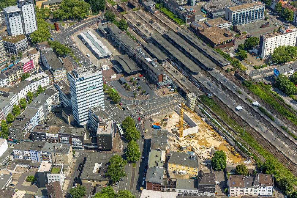 Aerial photograph Bochum - Construction site for the new parking garage on Central Station in the district Innenstadt in Bochum at Ruhrgebiet in the state North Rhine-Westphalia, Germany
