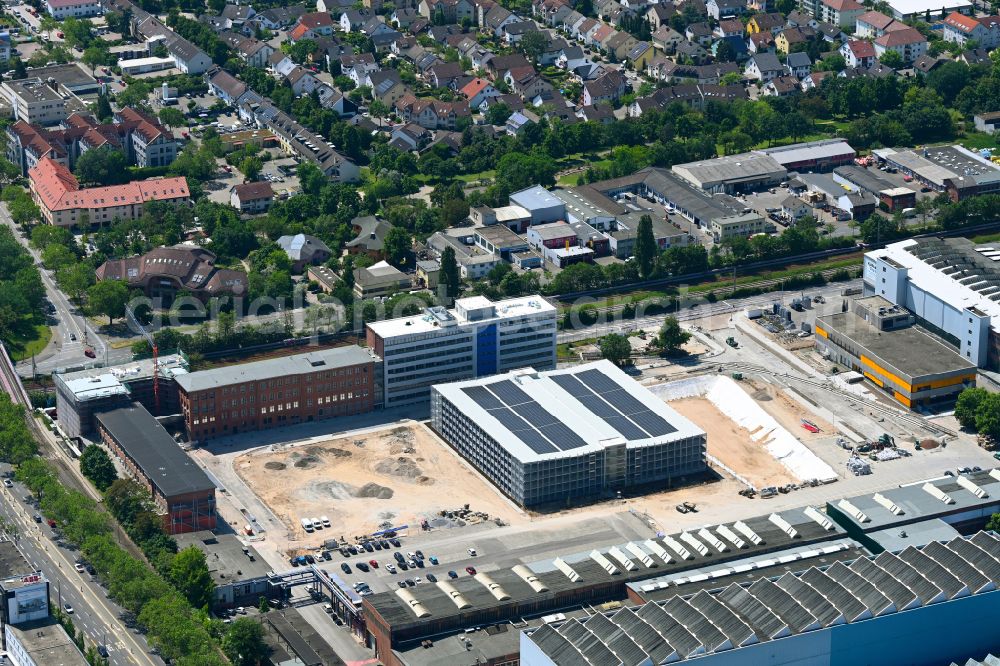Mannheim from the bird's eye view: Construction site for the new parking garage on Turbinenstrasse - Boveristrasse in the district Kaefertal in Mannheim in the state Baden-Wuerttemberg, Germany