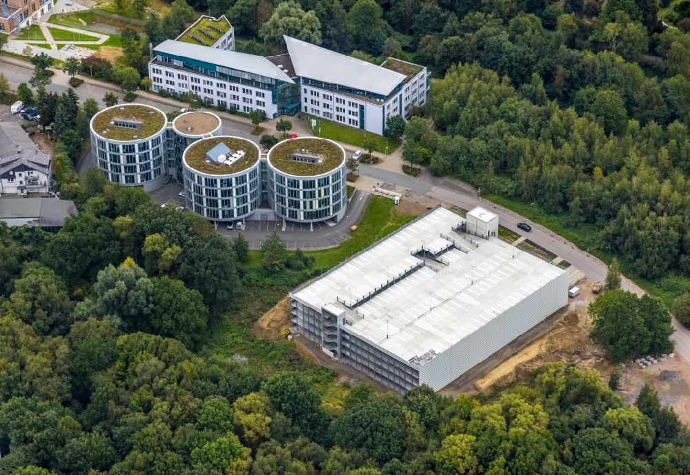 Aerial photograph Witten - Construction site for the new parking garage der Uni on Alfred-Herrhausen-Strasse in Witten at Ruhrgebiet in the state North Rhine-Westphalia, Germany