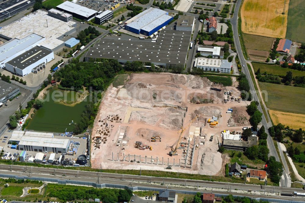Aerial image Erlangen - Construction site for the new construction of a pharmacy wholesale on Weinstrasse in the district of Eltersdorf in Erlangen in the state Bavaria, Germany