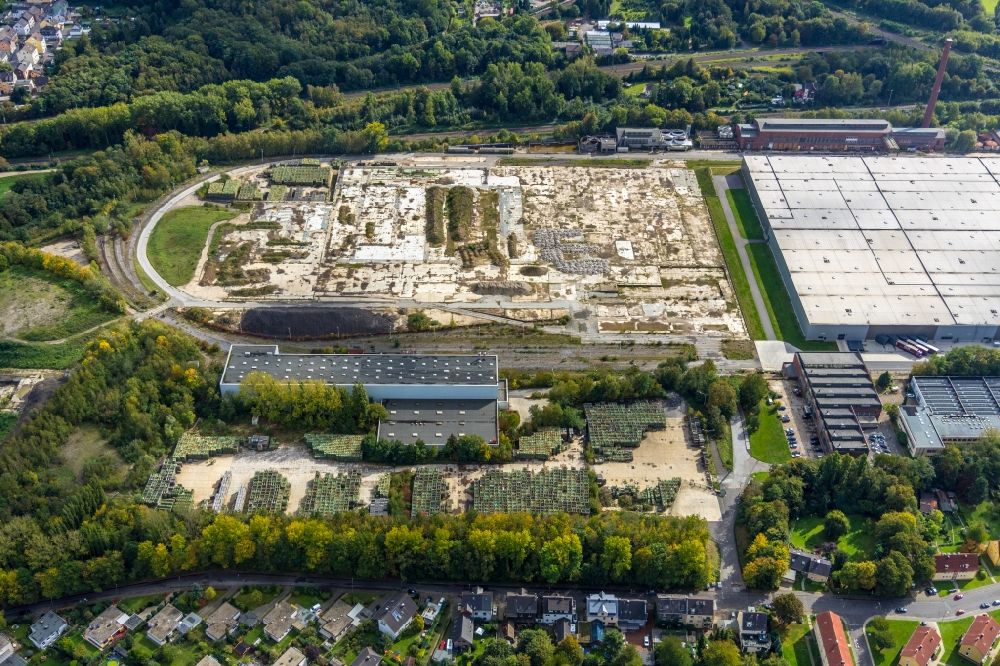 Bochum from above - Construction site for the new building Production and logistics halls at the former OPEL plant II and III in Langendreer in Bochum in the state North Rhine-Westphalia
