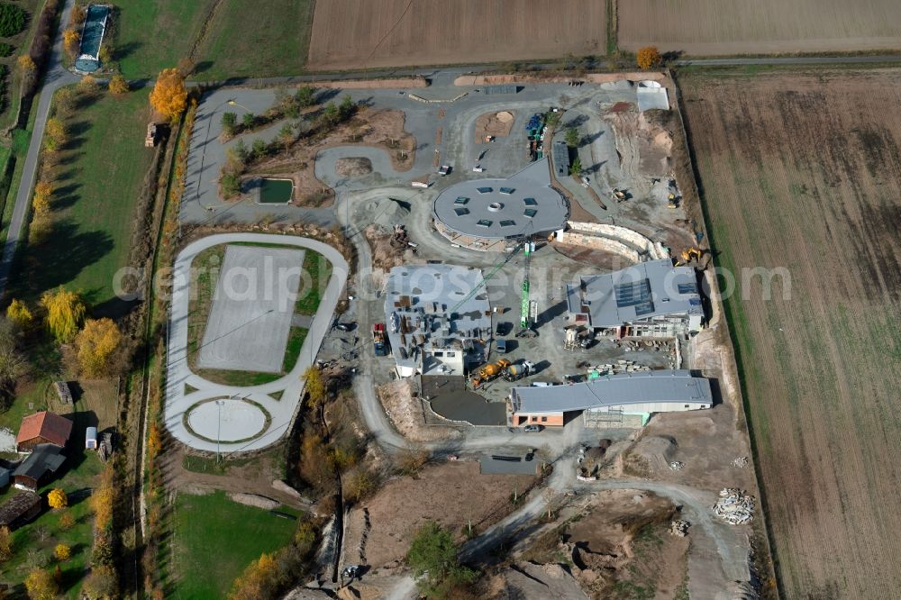 Aerial photograph Eckersbach - Construction site for the new riding stable in Eckersbach in the state Bavaria, Germany
