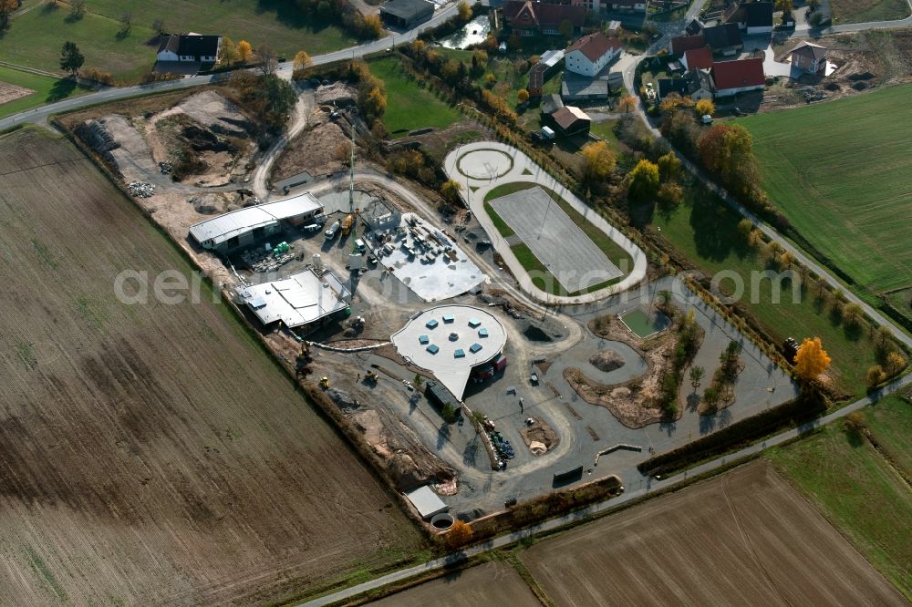 Eckersbach from the bird's eye view: Construction site for the new riding stable in Eckersbach in the state Bavaria, Germany
