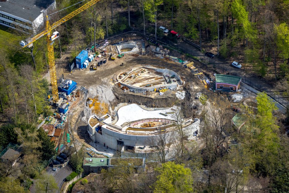Dortmund from the bird's eye view: Construction site for the new construction of a seal facility in the Zoo Dortmund in the district Schulzentrum Hacheney in Dortmund in the Ruhr area in the state North Rhine-Westphalia, Germany
