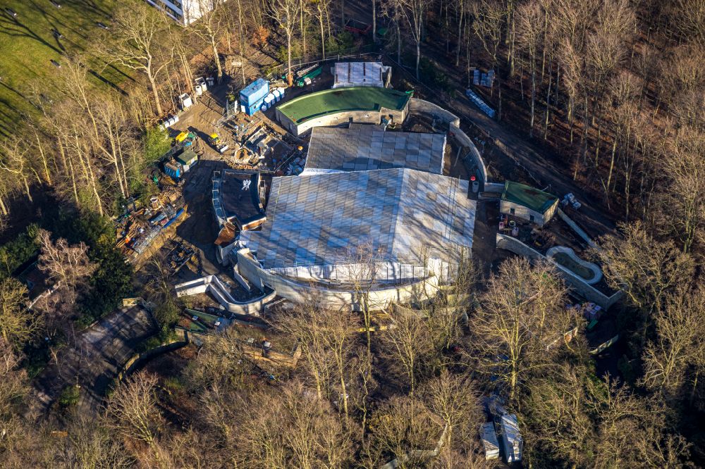 Dortmund from the bird's eye view: Construction site for the new construction of a seal facility in the Zoo Dortmund in the district Schulzentrum Hacheney in Dortmund in the Ruhr area in the state North Rhine-Westphalia, Germany