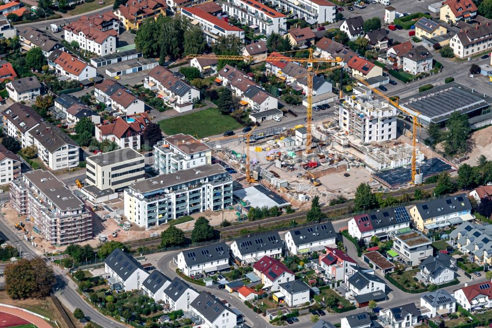 Schopfheim from the bird's eye view: Construction site for the new building Roggenbachstrasse in Schopfheim in the state Baden-Wurttemberg, Germany