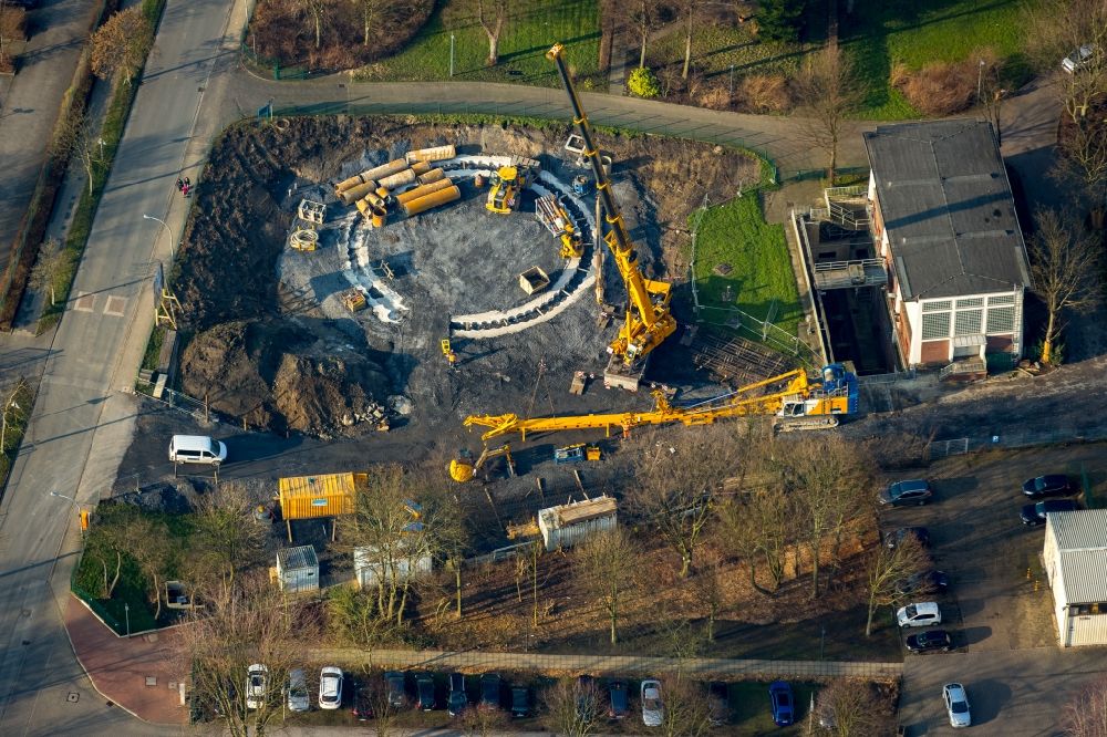 Aerial photograph Herne - Construction site for the new building of a dirtwater and rainwater pump works on Langforthstrasse in the Horsthausen part of Herne in the state of North Rhine-Westphalia