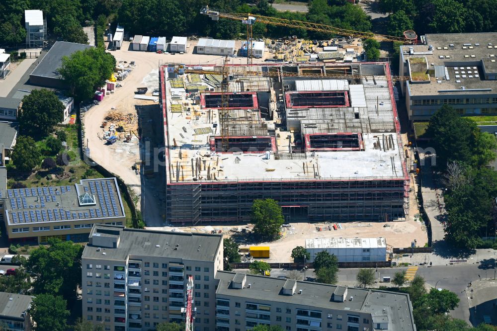 Berlin from above - New construction site of the school building Anna-Freud-Schule on street Halemweg in the district Charlottenburg-Nord in Berlin, Germany