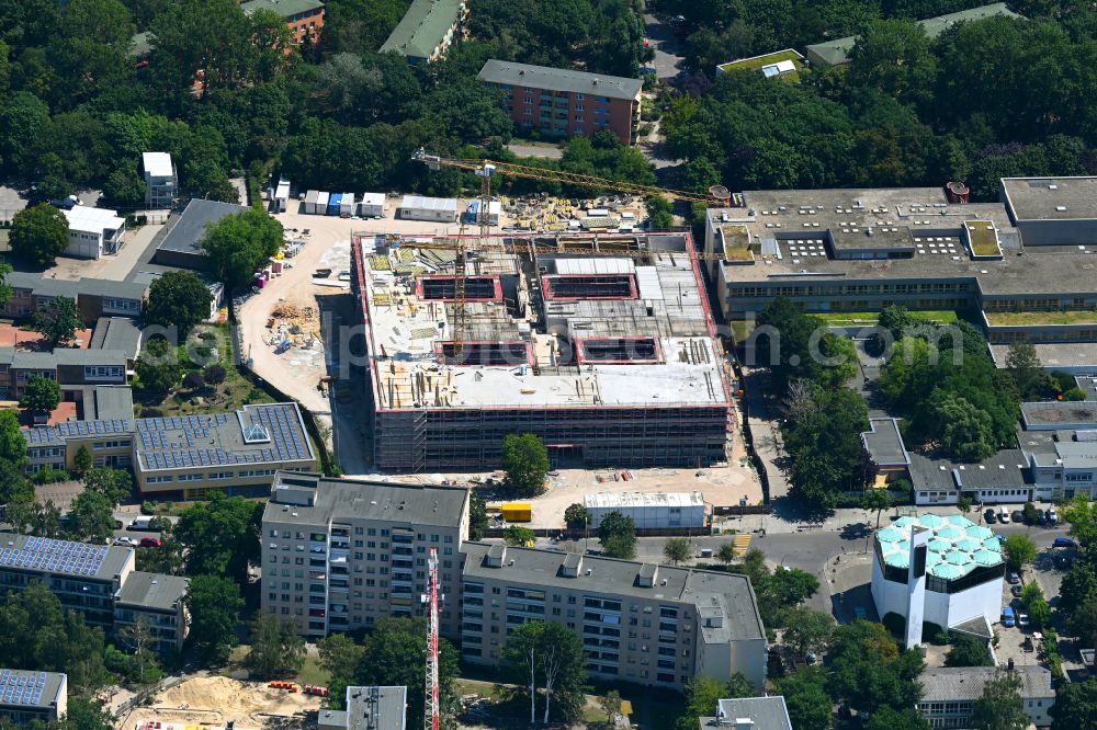 Berlin from the bird's eye view: New construction site of the school building Anna-Freud-Schule on street Halemweg in the district Charlottenburg-Nord in Berlin, Germany