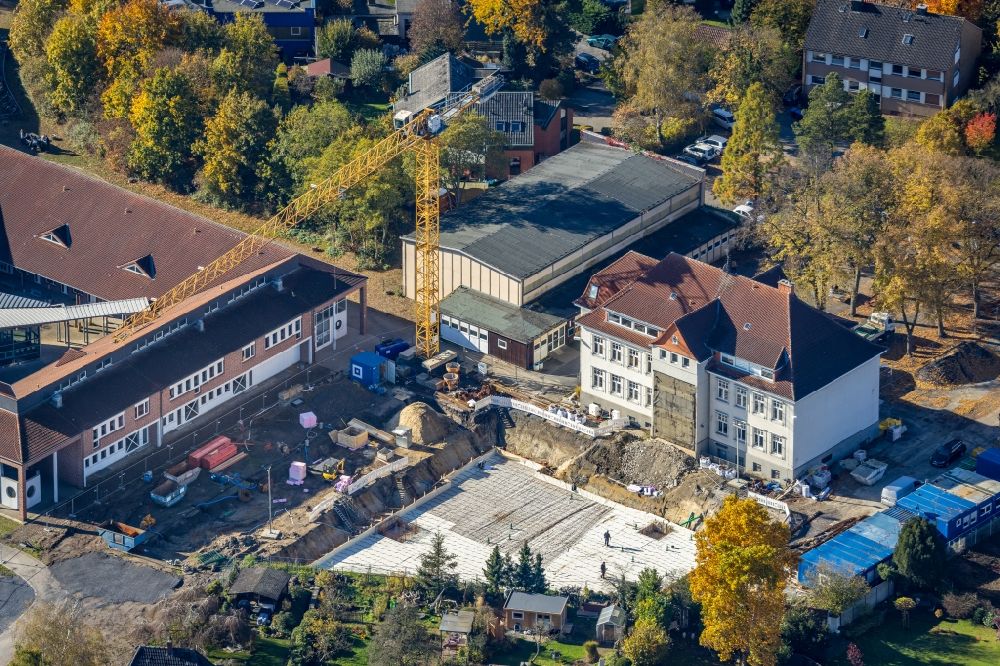 Aerial photograph Hamm - New construction site of the school building Arnold-Freymuth-Gesamtschule An der Falkschule in the district Herringen in Hamm at Ruhrgebiet in the state North Rhine-Westphalia, Germany