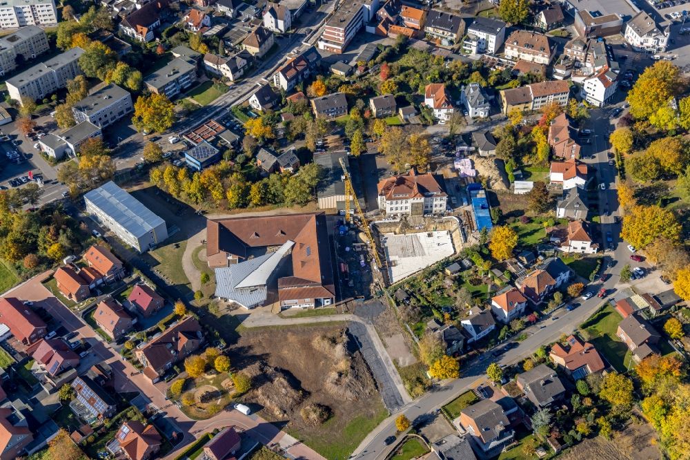 Hamm from the bird's eye view: New construction site of the school building Arnold-Freymuth-Gesamtschule An der Falkschule in the district Herringen in Hamm at Ruhrgebiet in the state North Rhine-Westphalia, Germany